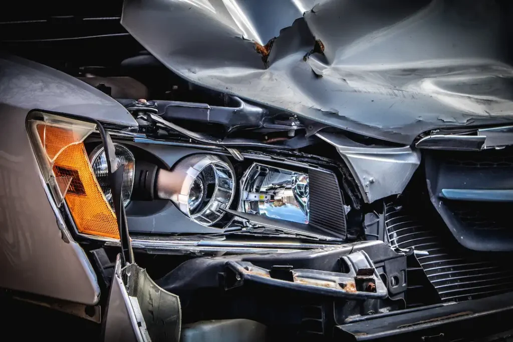 Questions about car accidents - picture of a wrecked car. 